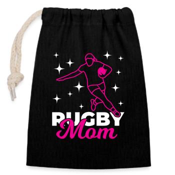 Rugby Mom - Closable cotton gift bag (14x20cm) - black - Front