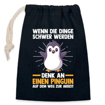 Süße Pinguin - Verschließbarer Geschenkbeutel aus Baumwolle (14x20cm) - Navy - Vorne