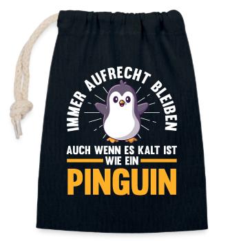Pingouin mignon - Sac cadeau en coton avec cordon (14 x 20 cm) - bleu marine - Devant