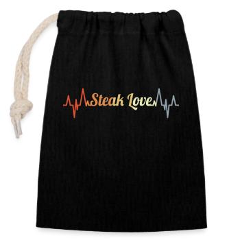 Steak Love EKG - Verschließbarer Geschenkbeutel aus Baumwolle (14x20cm) - Schwarz - Vorne