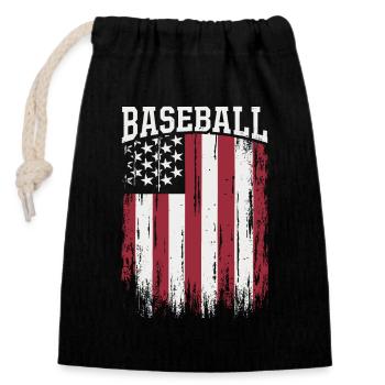 BASEBALL America USA Flag - Closable cotton gift bag (14x20cm) - black - Front