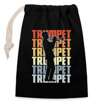 Retro Trumpet - Closable cotton gift bag (14x20cm) - black - Front