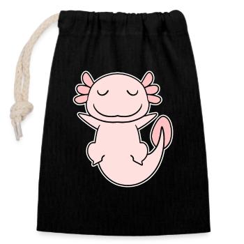 Axolotl Motif Enfants Mignon - Sac cadeau en coton avec cordon (14 x 20 cm) - noir - Devant