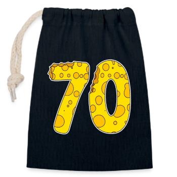 70 ans de fromage Lustig - Sac cadeau en coton avec cordon (14 x 20 cm) - bleu marine - Devant