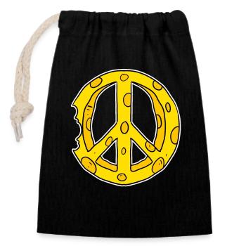 Cheese Peace Peace - Closable cotton gift bag (14x20cm) - black - Front