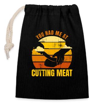 Du hattest mich bei Fleisch - Verschließbarer Geschenkbeutel aus Baumwolle (14x20cm) - Schwarz - Vorne