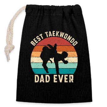Bester Taekwondo-Vater aller Zeiten - Verschließbarer Geschenkbeutel aus Baumwolle (14x20cm) - Schwarz - Vorne