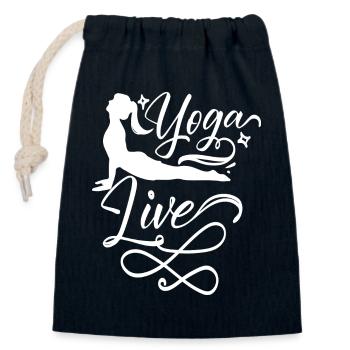Yoga Live - Verschließbarer Geschenkbeutel aus Baumwolle (14x20cm) - Navy - Vorne