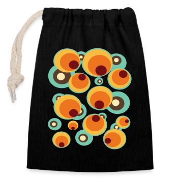 Vintage Mid Century Dot motif de cercle - Sac cadeau en coton avec cordon (14 x 20 cm) - noir - Devant