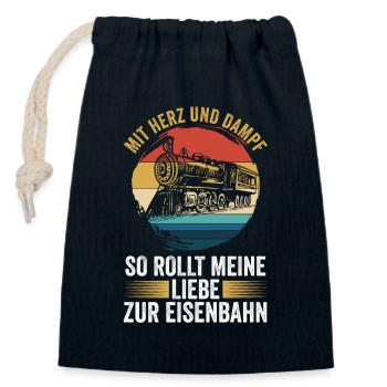 Model Railroad Model Train Train Railroad Railroad Railroad Railroad Model Train Model Train Model T - Closable cotton gift bag (14x20cm) - navy - Front