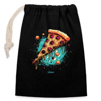 Galaxy Pizza - Closable cotton gift bag (14x20cm) - black - Front