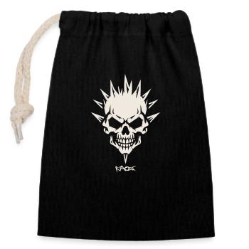 Spike Skull Emblem, Totenkopf Symbol - Verschließbarer Geschenkbeutel aus Baumwolle (14x20cm) - Schwarz - Vorne