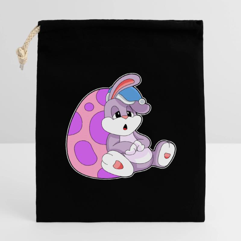 Bunny Easter Easter Egg Sleeping Closable cotton gift bag (14x20cm)