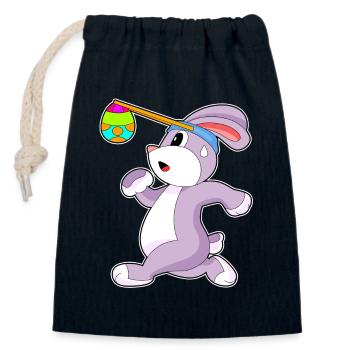 Bunny Easter Jogging - Closable cotton gift bag (14x20cm) - navy - Front