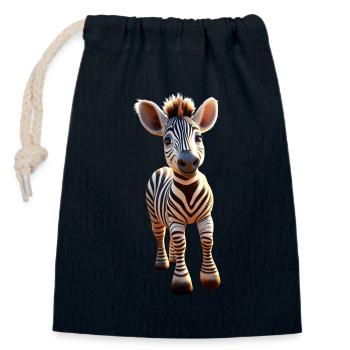 Zebra Africa I Love Cute Zebras Wilderness Zebra - Closable cotton gift bag (14x20cm) - navy - Front