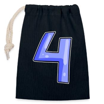 4 - Four - Closable cotton gift bag (14x20cm) - navy - Front
