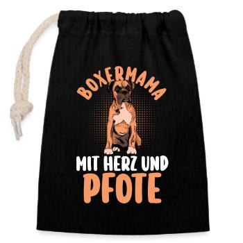 Hund Deutscher Boxer - Verschließbarer Geschenkbeutel aus Baumwolle (14x20cm) - Schwarz - Vorne