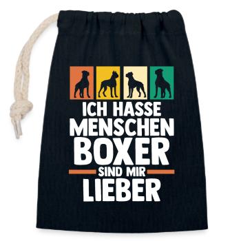 Hund Deutscher Boxer - Verschließbarer Geschenkbeutel aus Baumwolle (14x20cm) - Navy - Vorne