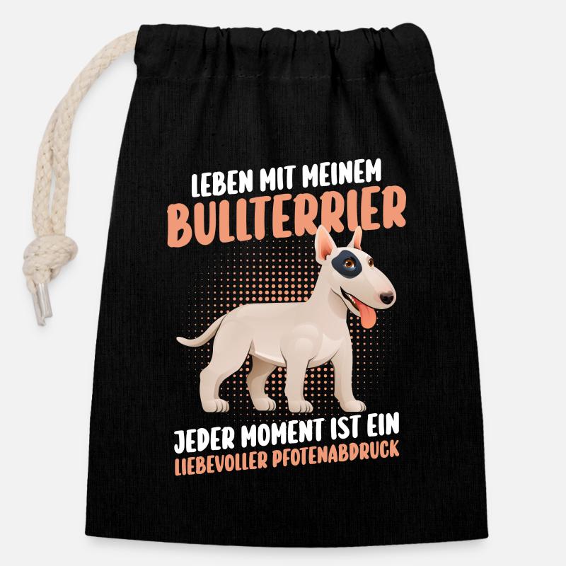 Hund Bullterrier - Verschließbarer Geschenkbeutel aus Baumwolle (14x20cm) - Schwarz