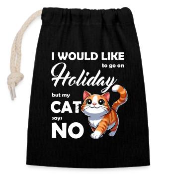 Chat Chat Maman Vacances Animal de compagnie Chat Amour Mignon - Sac cadeau en coton avec cordon (14 x 20 cm) - noir - Devant
