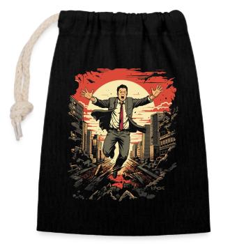A crazy giant Japanese businessman - Closable cotton gift bag (14x20cm) - black - Front