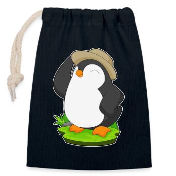 Pinguin Hut - Verschließbarer Geschenkbeutel aus Baumwolle (14x20cm) - Navy - Vorne