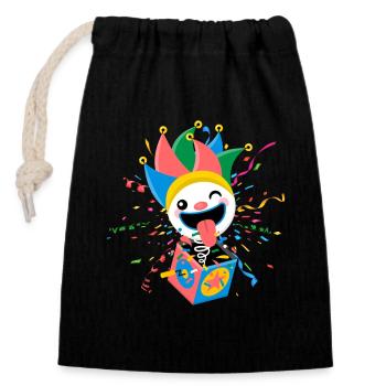 Clown Karneval Fasching Kostüm Umzug Feiern Narr - Verschließbarer Geschenkbeutel aus Baumwolle (14x20cm) - Schwarz - Vorne