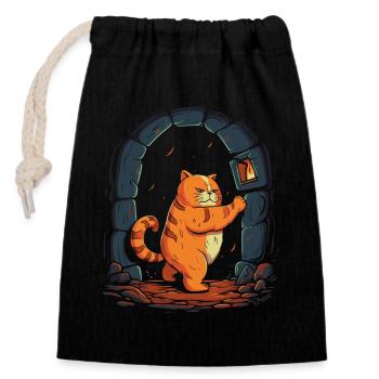 The roundish, thick red dungeon tomcat, the cat - Closable cotton gift bag (14x20cm) - black - Front