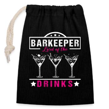 Barkeeper Lord - Verschließbarer Geschenkbeutel aus Baumwolle (14x20cm) - Schwarz - Vorne