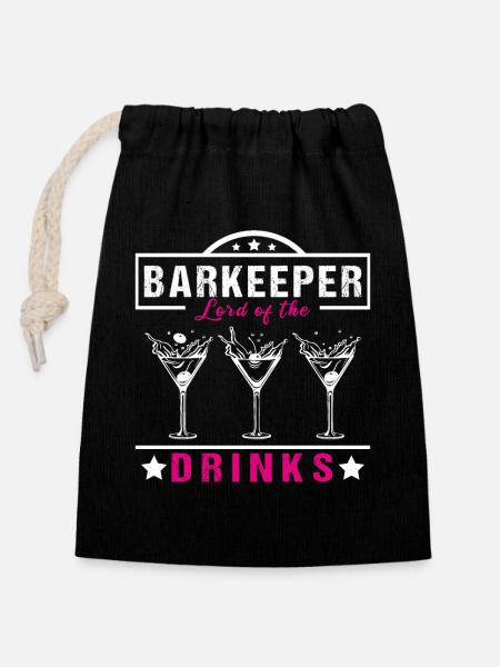 Barkeeper Lord - Verschließbarer Geschenkbeutel aus Baumwolle (14x20cm) - Schwarz