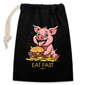 Restauration rapide : burgers de restauration rapide, frites, porc - Sac cadeau en coton avec cordon (14 x 20 cm) - noir - Devant