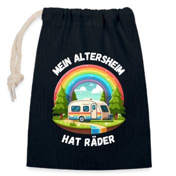 Rente Ruhestand Camping Caravan Regenbogen Rentner - Verschließbarer Geschenkbeutel aus Baumwolle (14x20cm) - Navy - Vorne