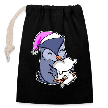 Owl Tired Sleeping Sleep Girl - Closable cotton gift bag (14x20cm) - black - Front