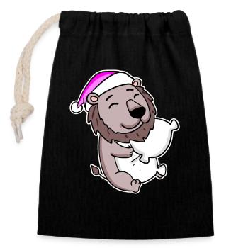 Leo Tired Sleeping Sleeping Girl - Closable cotton gift bag (14x20cm) - black - Front