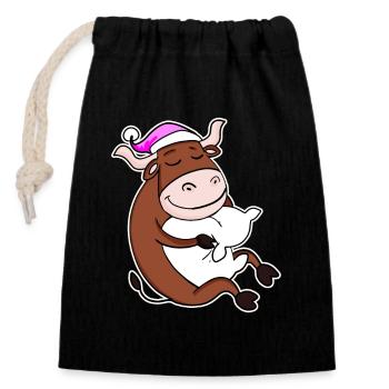 Ox Tired Sleeping Sleeping Girl - Closable cotton gift bag (14x20cm) - black - Front