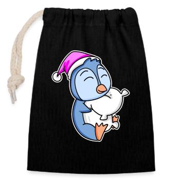 Penguin Tired Sleeping Sleeping Girl - Closable cotton gift bag (14x20cm) - black - Front