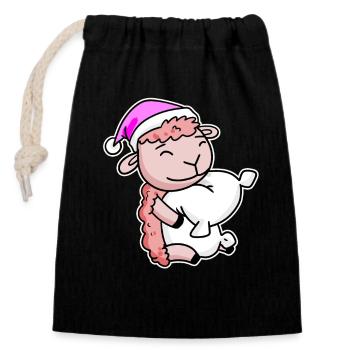 Sheep Tired Sleeping Sleeping Girl - Closable cotton gift bag (14x20cm) - black - Front