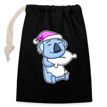 Koala Bear Tired Sleeping Sleeping Girl - Closable cotton gift bag (14x20cm) - black - Front