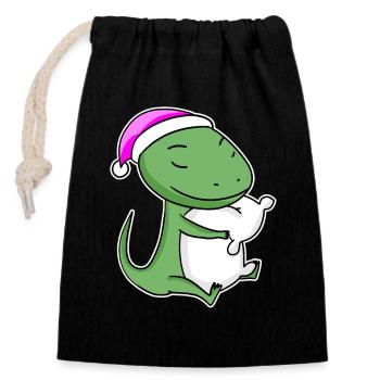 Lizard Tired Sleeping Sleeping Girl - Closable cotton gift bag (14x20cm) - black - Front