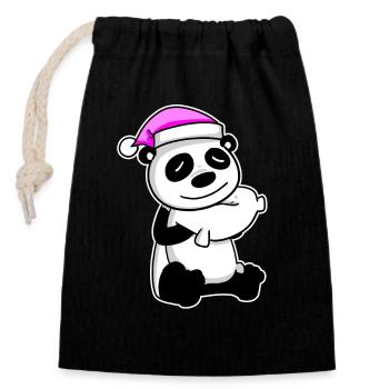 Panda Tired Sleeping Sleeping Girl - Closable cotton gift bag (14x20cm) - black - Front