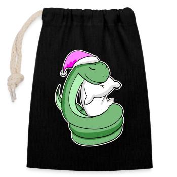 Snake Tired Sleeping Sleep Girl - Closable cotton gift bag (14x20cm) - black - Front