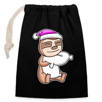 Sloth Tired Sleeping Sleeping Girl - Closable cotton gift bag (14x20cm) - black - Front