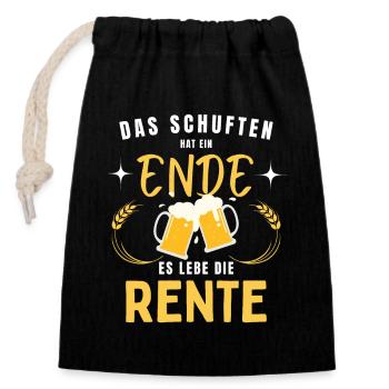 Retirement, Retirement, Beer, Retiree, Slaving, Funny, Party - Closable cotton gift bag (14x20cm) - black - Front