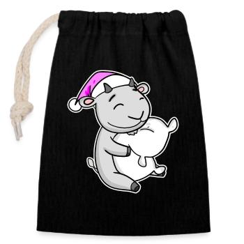 Goat Tired Sleeping Sleeping Girl - Closable cotton gift bag (14x20cm) - black - Front
