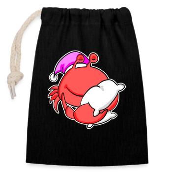 Crab Tired Sleeping Out Sleeping Girl - Closable cotton gift bag (14x20cm) - black - Front