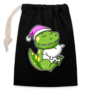 Dinosaur Tired Sleeping Sleeping Girl - Closable cotton gift bag (14x20cm) - black - Front