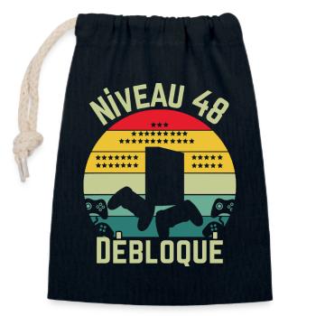 Level 48 freigeschaltet - Verschließbarer Geschenkbeutel aus Baumwolle (14x20cm) - Navy - Vorne