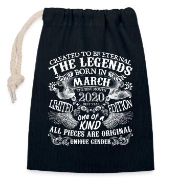 Mars 2020 anniversaire 2020 Mars meilleure année - Sac cadeau en coton avec cordon (14 x 20 cm) - bleu marine - Devant