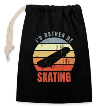 I'd Rather Be Skating - Verschließbarer Geschenkbeutel aus Baumwolle (14x20cm) - Schwarz - Vorne
