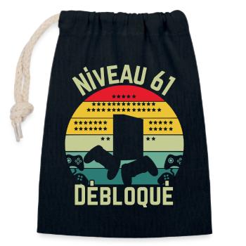 Level 61 Unlocked - Closable cotton gift bag (14x20cm) - navy - Front